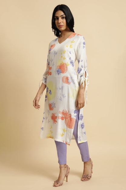 W for Woman Women's Rayon Floral Kurta & Slim Pant