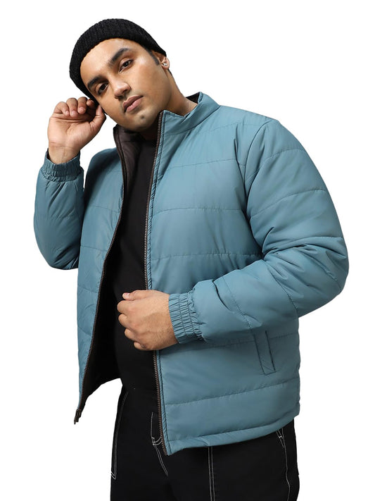 Bewakoof MenS Solid Regular Fit Plus Size Jacket_596371_Blue_4Xl