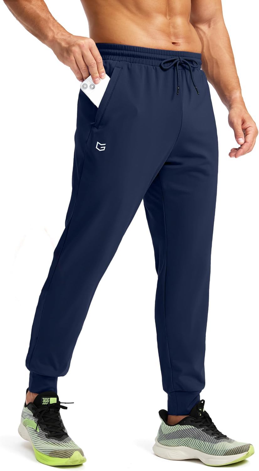 CB-COLEBROOK Mens Fleece Joggers with Zipper Pockets Solid TreckPants Water Resistant Athletic Workout Gym Sweatpants for Men (