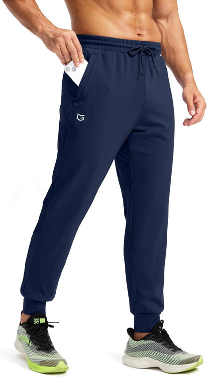 CB-COLEBROOK Mens Fleece Joggers with Zipper Pockets Solid TreckPants Water Resistant Athletic Workout Gym Sweatpants for Men (
