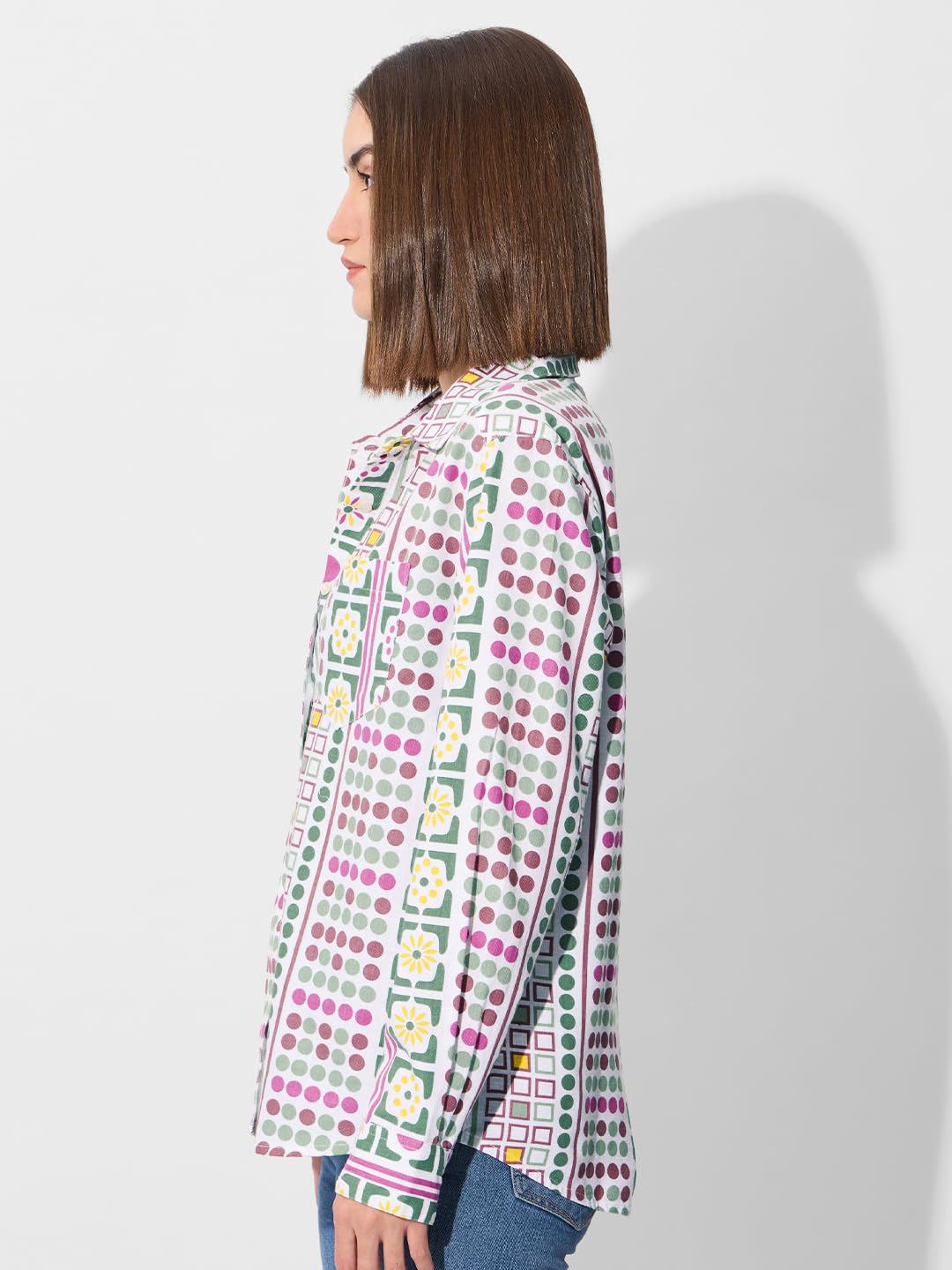 The Souled Store Originals: Aztec Women and Girls Long Sleeve Collared Neck Button Down Boyfriend Shirts Womens Boyfriend Shirts