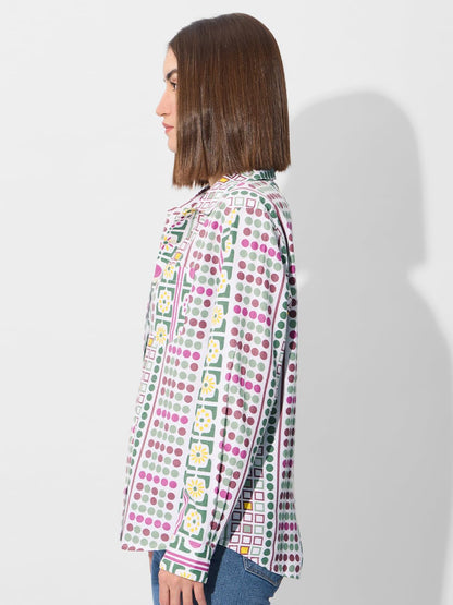 The Souled Store Originals: Aztec Women and Girls Long Sleeve Collared Neck Button Down Boyfriend Shirts Womens Boyfriend Shirts