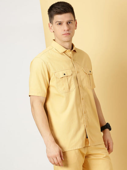 Thomas Scott Mens | Half Sleeve | Double Pockets | Solid | Regular Fit Plus Size | 100% Cotton | Spread Collar | Casual Shirts (