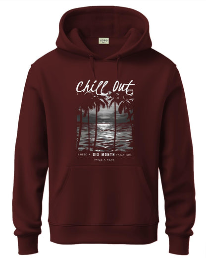 ADRO Men's Cotton Blend Neck Hooded Sweatshirt (H24-CHILL-MR_Maroon