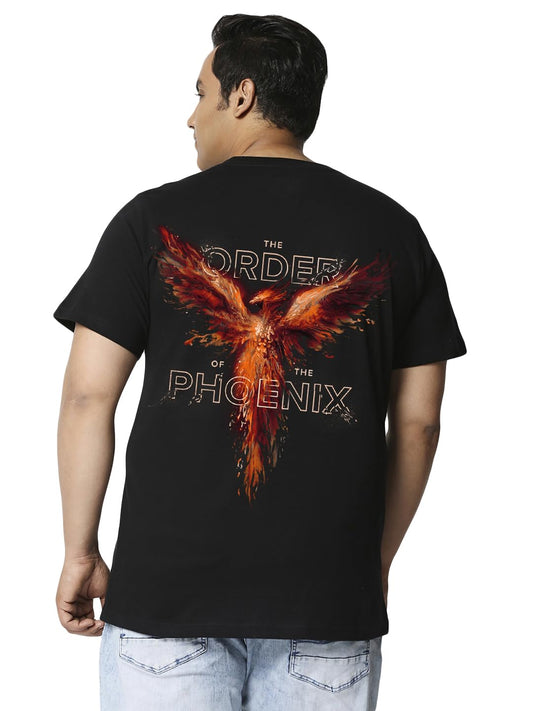Bewakoof X Official Harry Potter Merchandise MenS Order Of The Phoenix Graphic Printed Cotton Jersey Plus Size T-Shirt - Oversiz