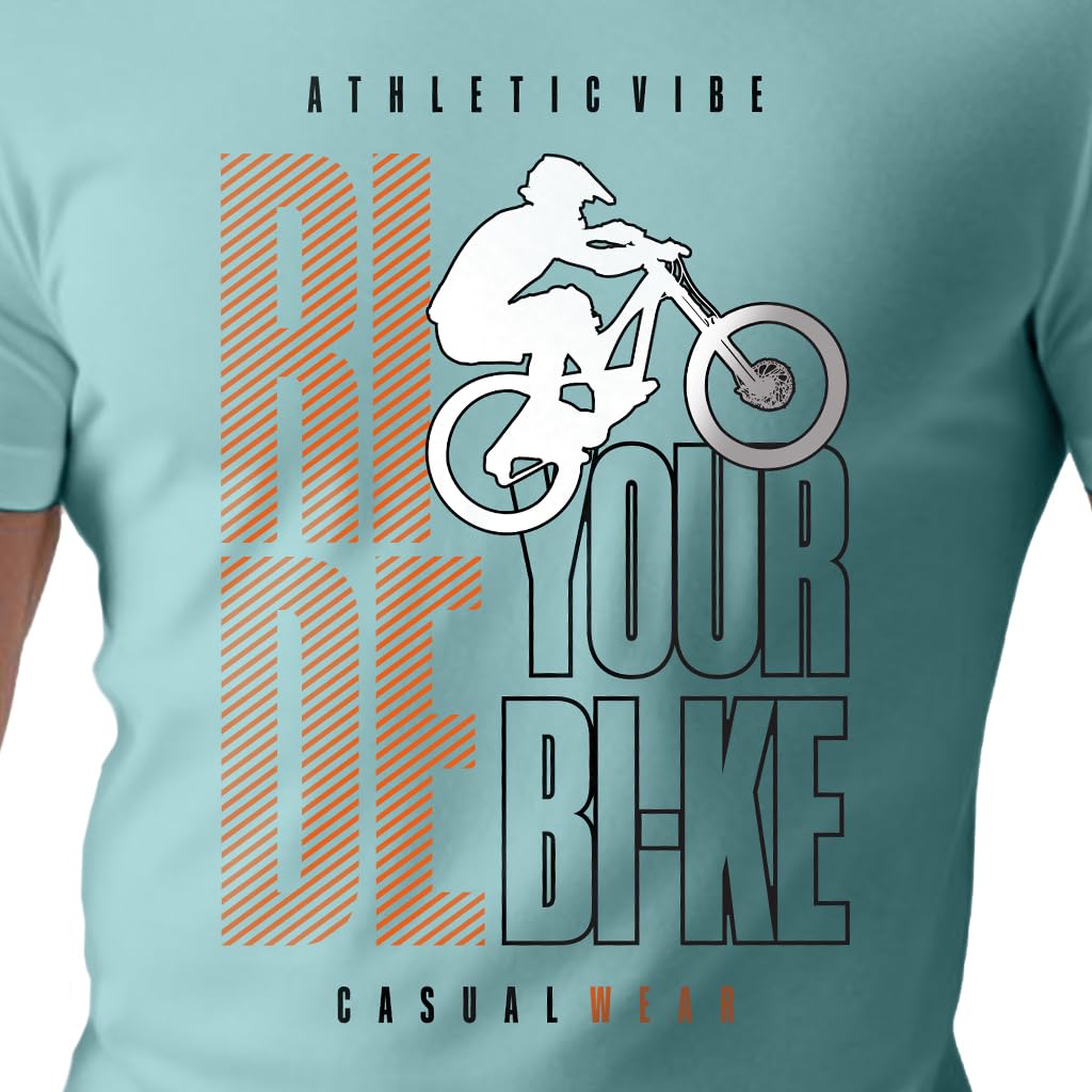 Peppyzone Mens Regular Fit T-Shirt (PZ-RT-Biker 11-15_Sky Blue3