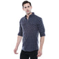 Dennis Lingo MenS Grey Checks Slim Fit Cotton Spread Collar Full Sleeves Casual Shirt With Flap Pockets