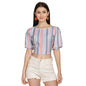 Leriya Fashion Women Striped Top With Half Sleeves For Office Wear, Casual Wear Both Use To Western Top & Saree For Blouse (Medi