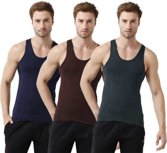 Rupa Mens Solid Regular Fit Vest (Jon_PO3_Assorted