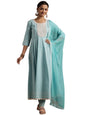Libas Womens Printed Cotton A-Line Kurta With Churidar And Dupatta