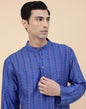 Fabindia Men's Viscose Blend Printed Comfort Fit Kurta (1032043BLUE_Blue