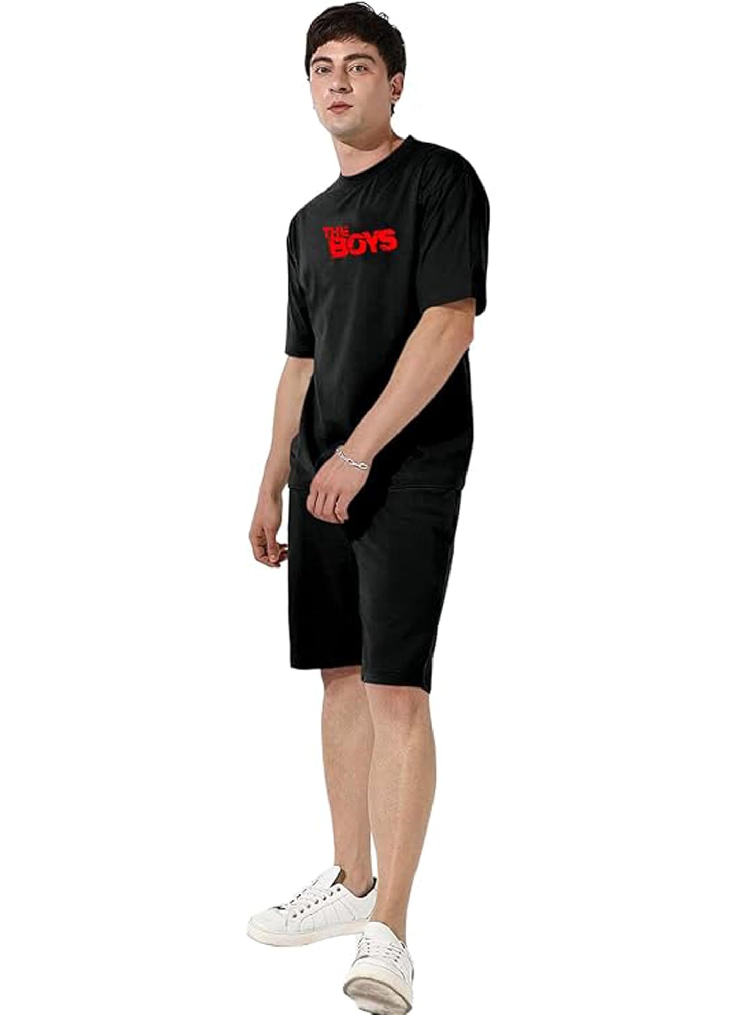 ELLITI Cotton Blend Casual Round Neck Printed T-Shirt and Shorts Set, Mens Pyjama Co-Ord Set, Sleepwear & Loungewear, Summer Ni