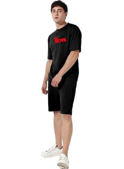 ELLITI Cotton Blend Casual Round Neck Printed T-Shirt and Shorts Set, Mens Pyjama Co-Ord Set, Sleepwear & Loungewear, Summer Ni