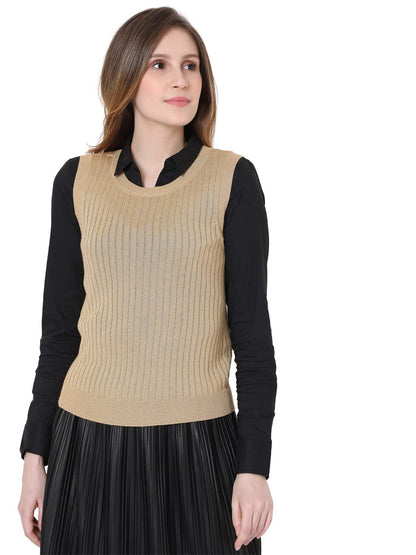 Vero Moda WomenS Casual Viscose Sweater (295605601- Tan_Medium)