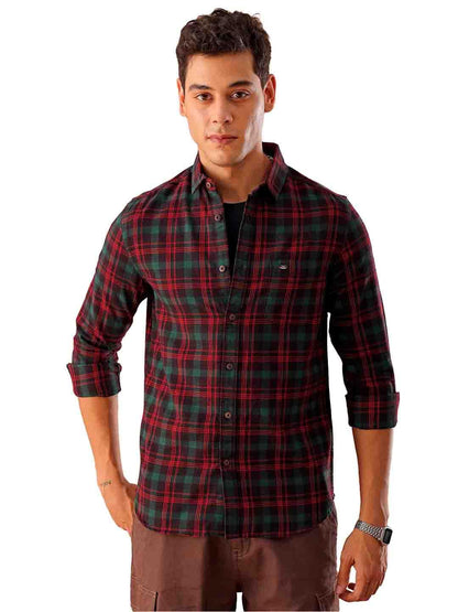 The Indian Garage Co Mens Slim Fit Shirt (1223-SHBCYD-05-01_Red