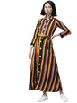 Aarika Women's Cotton Blend A-Line Ankle Length Dress (DR-AW-522_Multi Multicolour