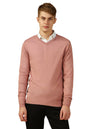 Dennis Lingo Men Acrylic Solid Slim Fit Full Sleeve V-Neck Pullover Sweater Pink