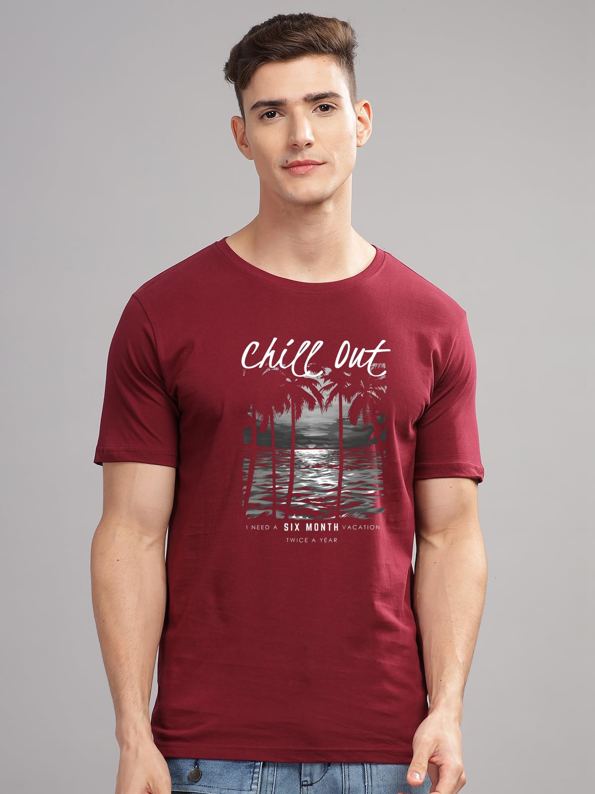 ADRO Mens Nature Graphic Tshirt - Premium Cotton T-Shirt with Stunning Nature Design - Best for Outdoor Enthusiasts Print Maroon