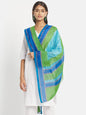 Fabindia Blue Cotton Silk Handblock Printed Dupatta (Free Size)
