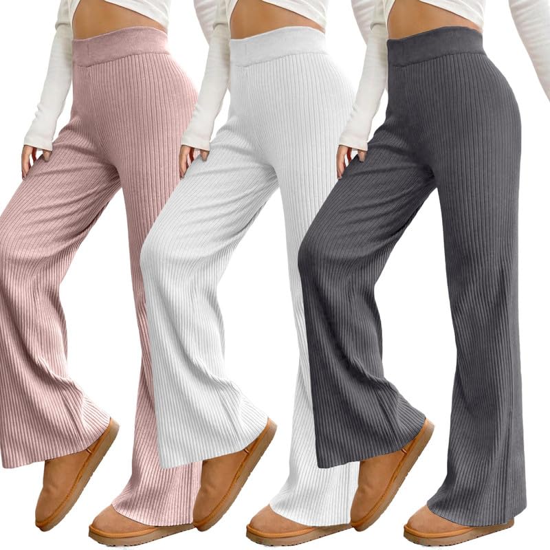 Tee Projekt Women s Textured Trousers for Women l Loose Fit High-Waisted Pant l Office, Formal, Home Trouser (Pack of 3)