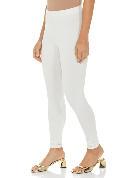 Premium Viscose Stretchable Ankle Length Leggings For Women Off White
