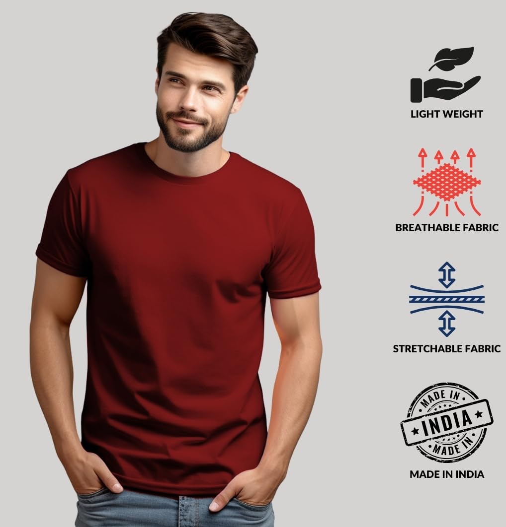 ADRO T Shirts Pack of 2 Mens Tshirts Cotton T Shirts for Men Tshirt T-Shirts Combo T Shirts Tshirts for Men Plain Solid Tshirts