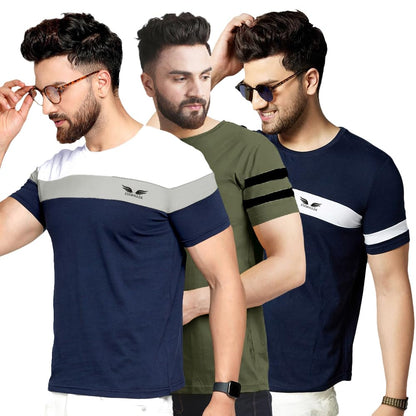 Noble Monk Men Regular Fit T-Shirt | Round Neck | Half Sleeve | Self Design | Casual T Shirt For Men