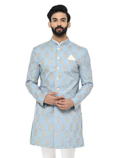 Kisah Sherwani For Men Wedding  Printed Indo Western Sherwani With Churidar | Designer Ethnic Outfit For Groom & Festivals, Blue