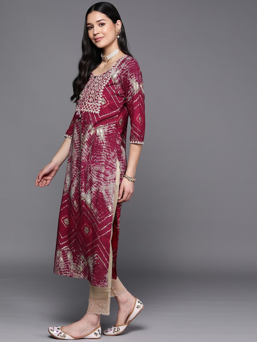 Libas Womens Viscose Rayon Yoke Design Straight Kurta (23747O_Magenta