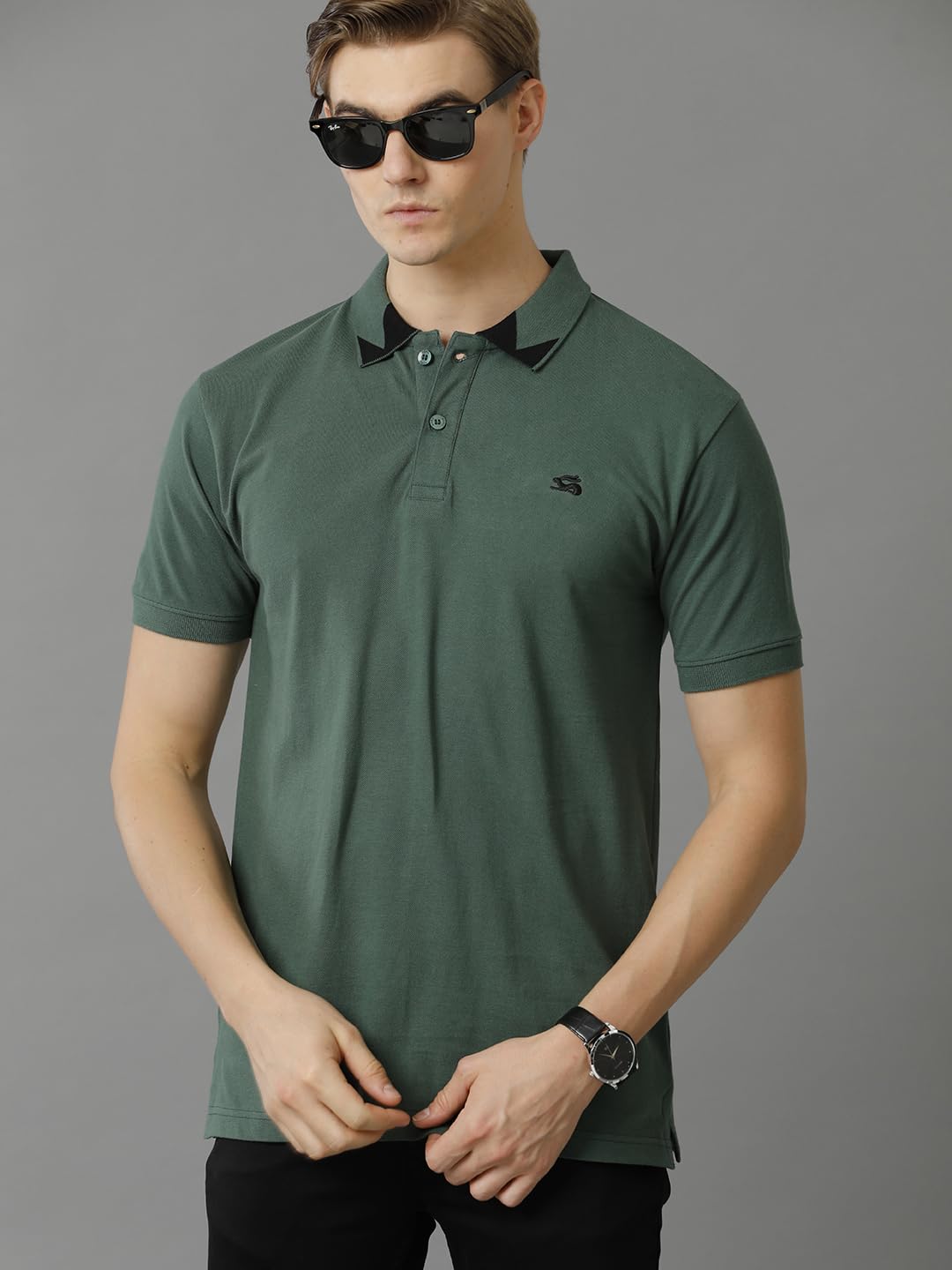 ADRO Premium Cotton Polo for Men (PN23-H-PLN-GRN_Green)