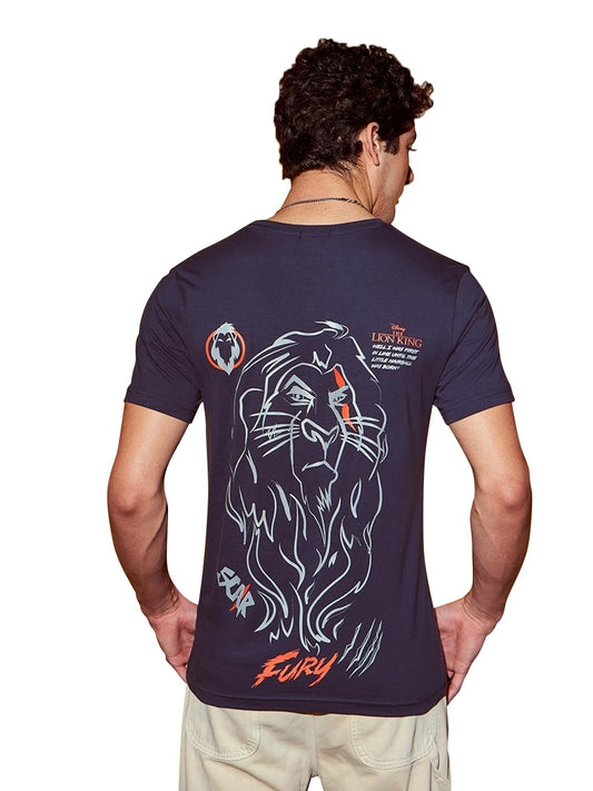 Bewakoof Official Disney Mens Graphic Print Regular Fit T-Shirt_624620_Blue_M