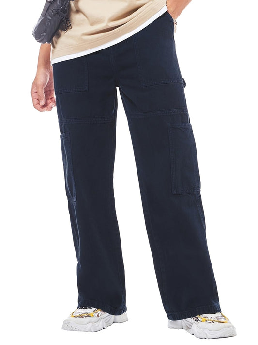 Bewakoof Mens Solid Straight Fit Cotton Carpenter Jeans_624686_Blue_28
