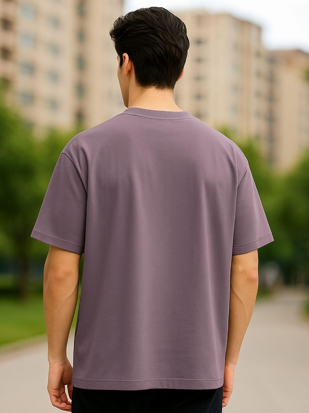 Nobero MenS Oversized Fit T-Shirt (1M-Twts-R0039_Grape Nectar