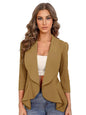 Kotty WomenS Single Breasted Relaxed Fit Shawl Collar 3/4 Sleeve Blazer
