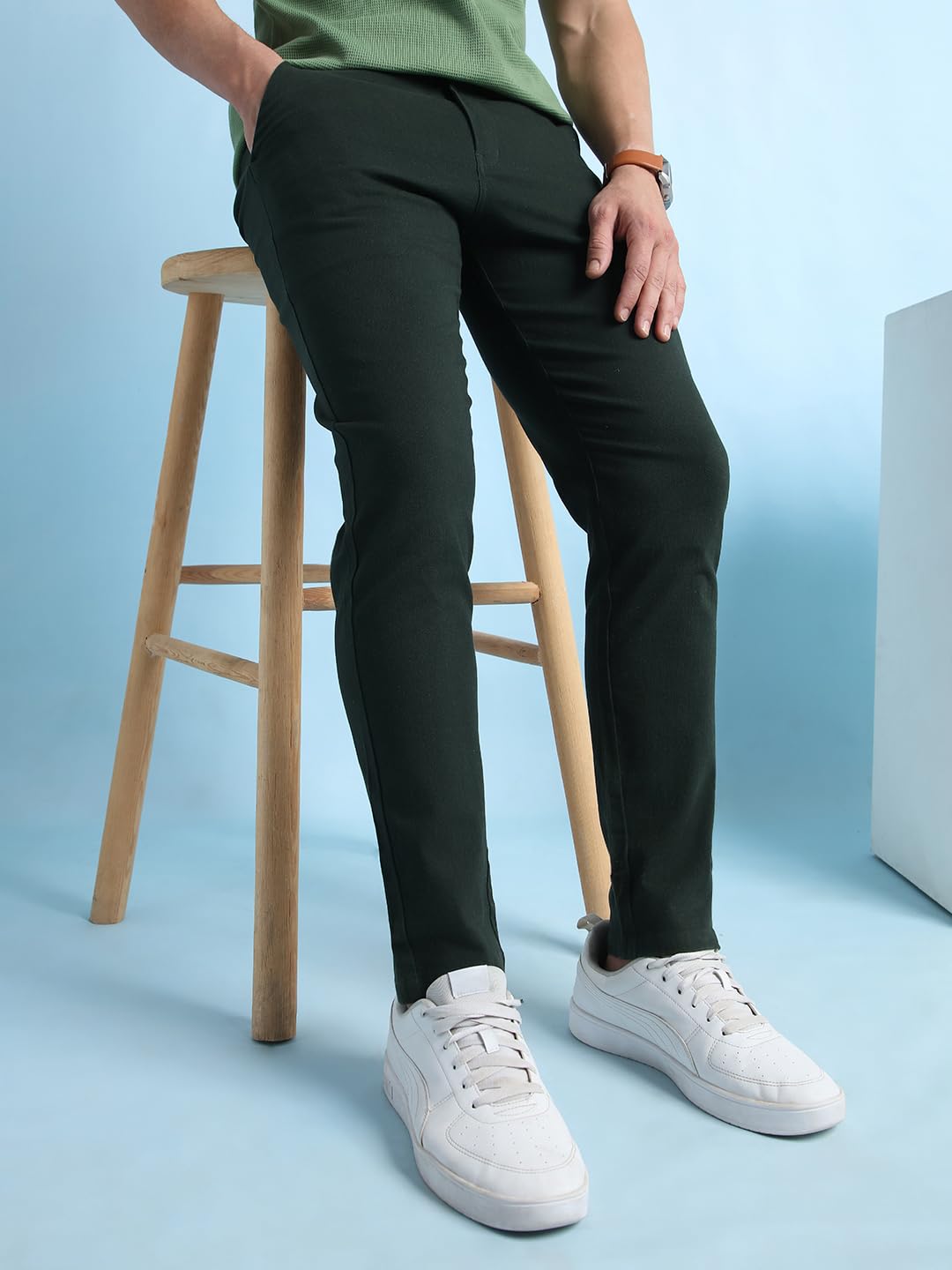 Dennis Lingo Men Straight fit Cotton Chinos Olive