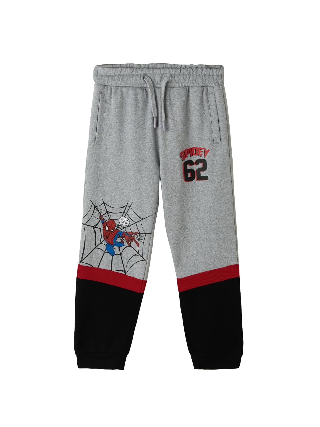 The Souled Store Official Spider-Man: Spidey Cartoon Boys Drawstring Grey Graphic Printed Cotton Joggers