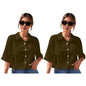 Toplot Shirt For Women || V-Collar Solid Crop For Woman || Half Sleeves For Women || Oversized Shirt For Woman (V-Crop-Shirt-518