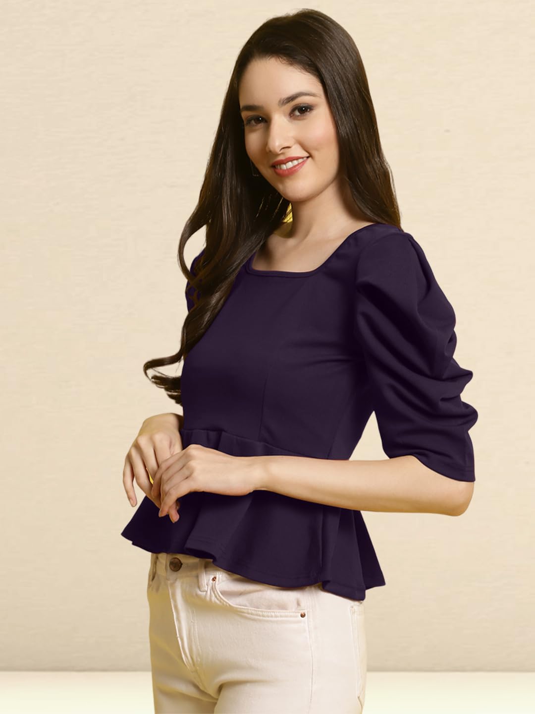 Tee Projekt Womens Casual Trendy Top with Stylish Short Puff Sleeves ll Soft & Stylish Womens Tee