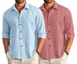 Macsivo Combo Of MenS Casual Button Down Shirts Long Sleeve Linen Shirt Fashion Textured Beach Summer Shirt Pack Of 2
