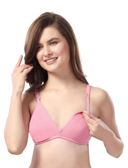Fabme WomenS Cotton Non Padded Wire Free Seamless Bra Pink