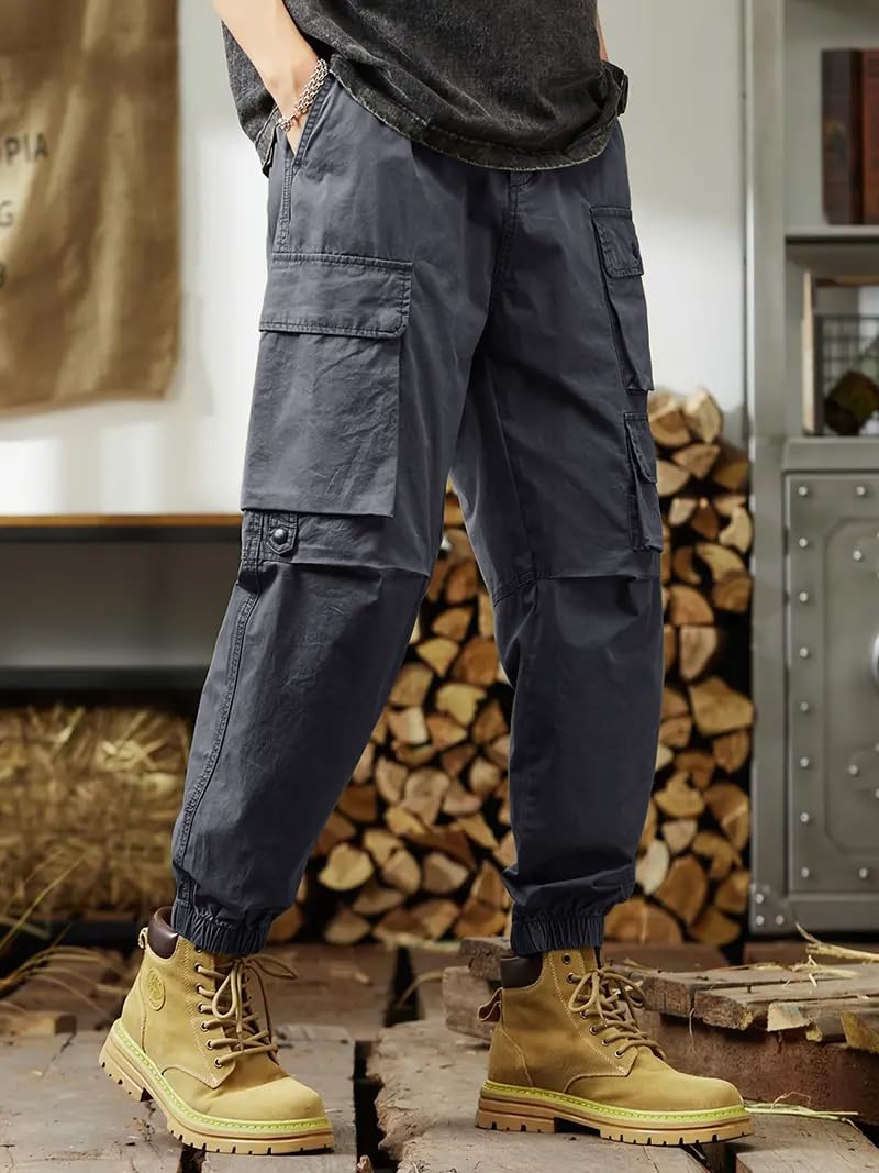 TAGAS Men Cotton Cargo Trouser ||Joggers Cargo for Men|| Mens Multi Pocket Cargos Pants||MC-17 Dark Grey