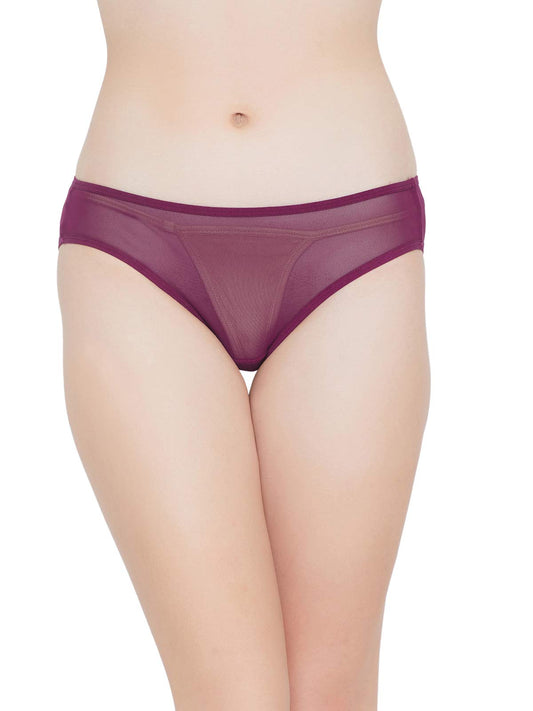 Clovia Womens Lace Bikini Style Underwear (Pack of 1) (PN5101S12M_Purple_M)
