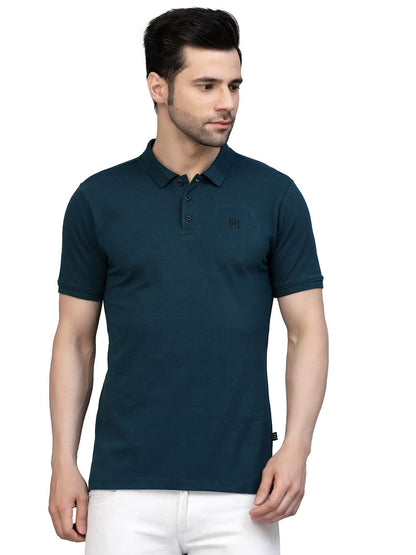 Rigo Half Sleeve Polo Neck T-Shirt for Men | Regular Fit, Solid Casual T-Shirts | Collar T-Shirts for Men Teal