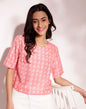 Fabindia Pink Rayon Blend Printed Regular Top