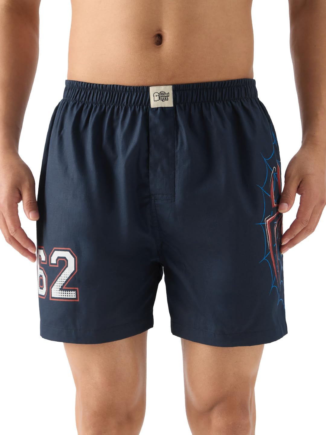 The Souled Store Official Spider-Man: 62 Men and Boys Navy Graphic Print Boxer Shorts Boxer Shorts for Mens Cotton Breathable C