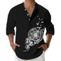 Deemoon MenS Cotton Blend Mandarin Collar Self One Design Full Sleeve Casual Short Kurta Black