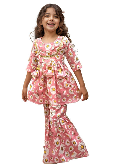 A.T.U.N. (All Things Uber Nice) A.T.U.N. Girls Ethnic Wear Sharara | Corel Printed Kurta With Sharara Set For Girls
