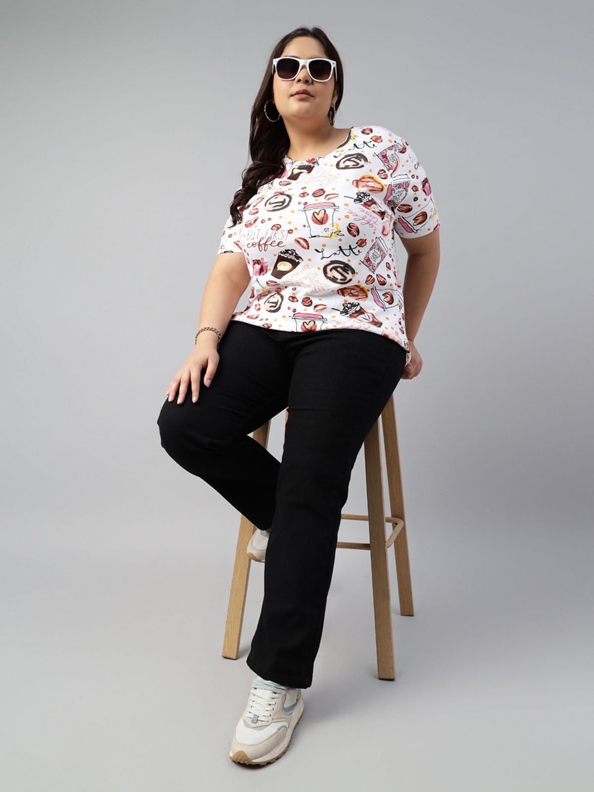 Juneberry 100% Pure Cotton Oversized Loose Baggy Fit Drop Shoulder Graphic Printed Plus Size T-Shirt Combo For Women (Pack Of 2)