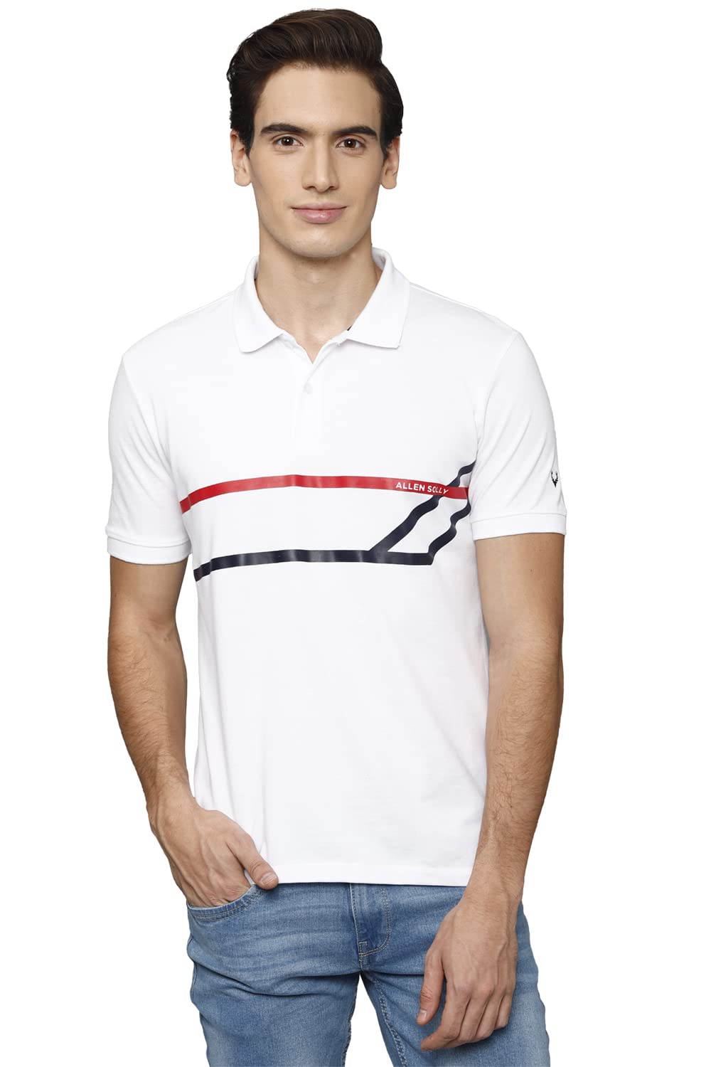 Allen Solly Men Regular Fit Printed Graphic Casual Cotton Polo Shirt