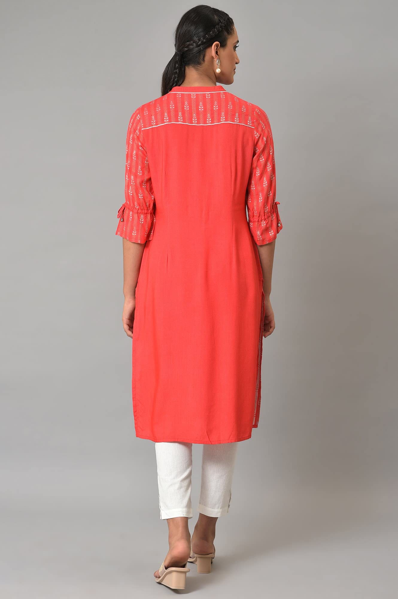 Aurelia WomenS Rayon Solid Regular Pink Printed Dobby Kurta (23Fea13799-702937